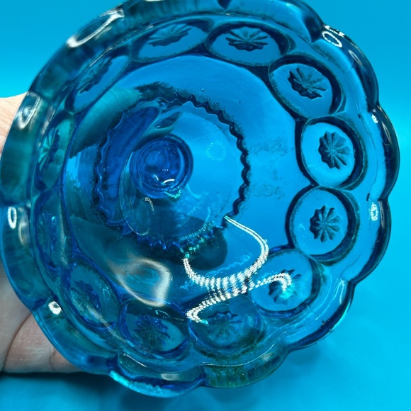 Vintage LE Smith Moon and Stars glass blue opalescent candle holder - Picture 5 of 5